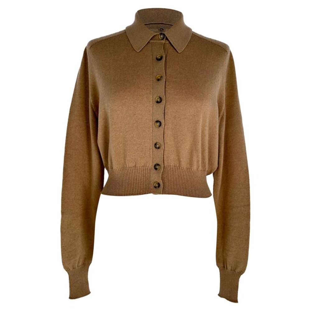 Sportmax Collared Cardigan in Tan Wool